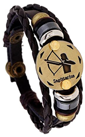 12 Konstellation Geflochtenes Seil Leder Unisex Armband Sternzeichen