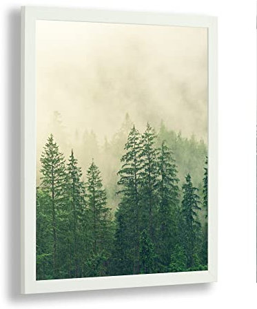 Monaldo Deluxe Bilderrahmen Posterrahmen 98 x 37,5 cm Weiß Gemasert Wechselrahmen weisser Hintergrund klares Kunstglas