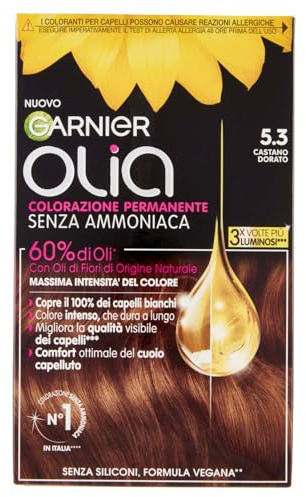 Garnier Olia hårfärg, utan ammoniak, täcker vitt, gyllenbrun