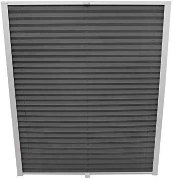 ondeco Dachfenster Plissee zum Bohren passend für Velux Fenster Plisseerollo Faltrollo verspannt Zubehör Dunkelgrau C02 - B: 38,3cm x H: 54cm