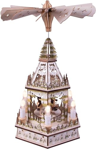 St Helens Home & Garden Battery Powered Wooden Christmas Pyramid with 6 LED Lights