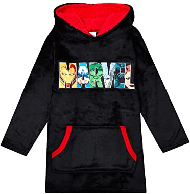 Marvel Vêtements d'intérieur à capuche en polaire surdimensionnée pour Enfants Noir Taille unique