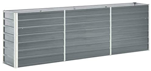 FIRBNUS Pot de Fleurs Extérieur 240x40x77 cm Boîte à Fleurs Profonde et Large Lit Surélevé de Balcon Métal Jardinière Jardin Facile à Assembler Lit de Plantation en Acier Galvanisé Gris