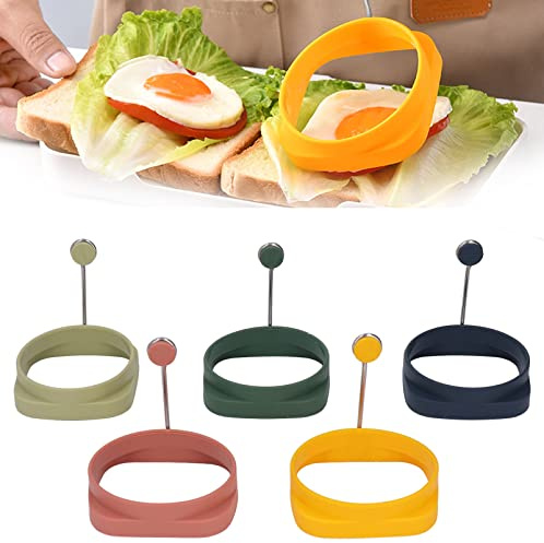 5 Stück Spiegelei Silikonform Pancake Form Egg Ring,plplaaoo Spiegeleierformen für Die Pfanne, Rund Pancake Eierformer Spiegelei Ei Former für Pochierter Eier Pfannkuchen Gebratenes Fleisch, spie