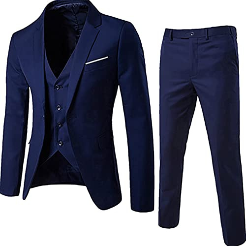 ZRYAZQ Costume Homme 3 Pieces Blazer Homme Chic Et Elegant Costume Homme Affaires Veste Homme Slim Fit Costumes Et Vestes Homme Regular Blousons Homme Casual Blazers Homme Mariage Halloween Noël