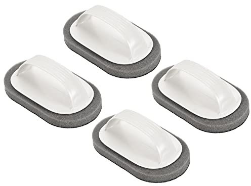 Cepillo de estropajo de 14 cm, paquete de 4 herramientas de limpieza con mango para cocina y baño, color blanco