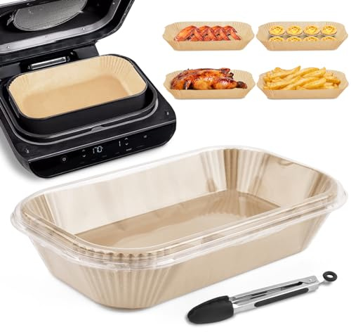 Backpapier für Heißluftfritteuse, BROTOU 125pcs 29.1 x 14,8 CM Rechteckig Antihaft Airfryer Backpapier Kompatibel Ninja Foodi MAX Health Gril AG551EU/ FG551