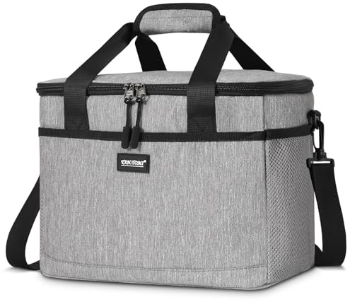 CALIYO Kühltasche Kleine 8.5L Faltbar & Tragbar mit Reißverschluss - Lunch Bag für Herren und Damen, Isolierte Lunchtasche für Arbeit, Schule, Picknick, Reisen (Grau)