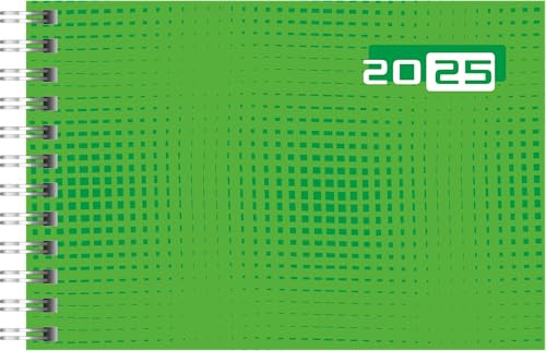 rido/idé fickkalender modell Septimus (2025), 2 sidor = 1 vecka, A6 tvärgående, 128 sidor, grafiskt omslag, grön