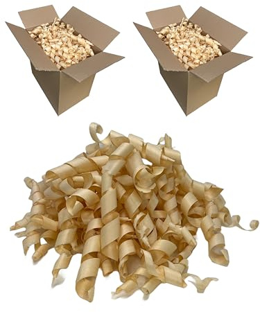 BUNBAN Nadelholz Hobelspäne Handmade nachhaltige rustikale Verpackung oder Dekoration hauchdünne Holzlocken (2 Kartons Nadelholz)