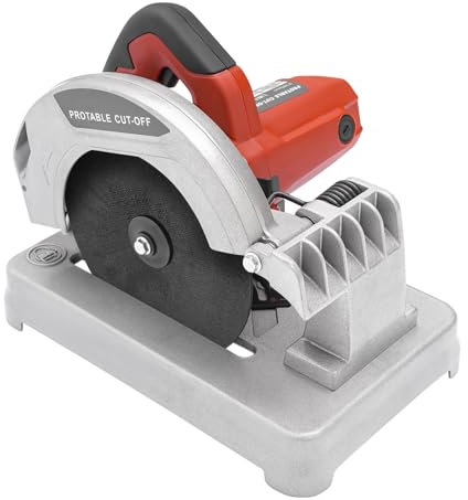 Gehrungssäge 1200W, Metallsäge Elektrisch 5200 U/min Schneidewinkel 0-45° Schnittdicke 0-50mm, Metalltrennsäge für Holz Stahl Wänden Böden Metalloberflächen (Rot)