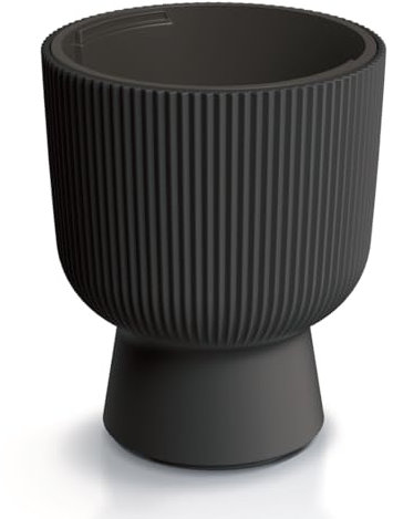 Blumentopf Blumenkübel Pflanzentopf Pflanzkübel DBMIG mit Einsatz Zylinderdesign Höhe 49,5 cm Gerillt Rippen-Design Übertopf Rillen Anthrazit ⌀ 39 cm