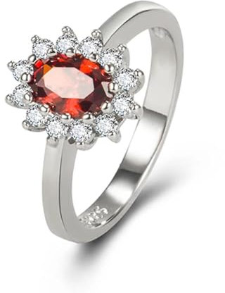 Hmsanase Ring Ringe Damen Bijouterie Herren Ringe Für Damen, Oval, Rubin-Ornamente, Fingerring, Hochzeit, Party, 8 Silberrot
