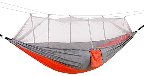 Reisehängematte, Outdoor-Camping-Hängematte mit Moskitonetz, doppelte Anti-Rollover-Camping-Schaukel, automatische Schnellöffnung für Reisen und Garten (Farbe: B, Größe: 290 cm x 140 cm)