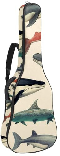 Gitarrentasche, 104 cm, doppelter verstellbarer Schultergurt, Akustikgitarre, Gigbag, Vintage, bunt, Wal-Gitarrenkoffer, wasserdicht, Oxford-Stoff, dicker Schwamm, Farbenfroher Vintage-Wal,