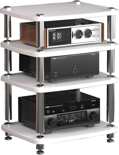 HiFi-Rack Druckerregal TV-Regal 4-stufige Phonoschrank CD DVD Verstärker-Rack Lautsprecher-Rack Mit Verstellbaren Ablagen Audio-Tower Für Home Office Kino(Style 1)