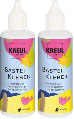 KREUL 49360 - Pegamento para manualidades a base de agua y sin disolventes Transparente 80 ml Adecuado para muchos tipos de materiales (Paquete de 2)