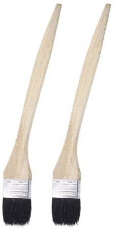 QUARKZMAN 2pz Pennello Radiatore Curvo 2 Larghezza Pennelli a Setole Morbide con Manico Lungo in Legno per Pittura Fai Da Te Trattamento Parete