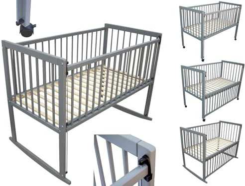 Micoland Kinderbett/Beistellbett/Wiege 3in1 120x60 cm grau