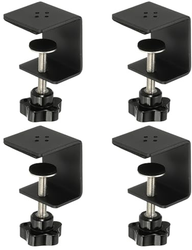 PATIKIL C Clamps, 4 Pcs Heavy Duty Metal Black Desk Clamp Adjustable Mounting Table Clamp with Protective Pad for Fixing Acrylic Glass Plastic Sheets, Black
