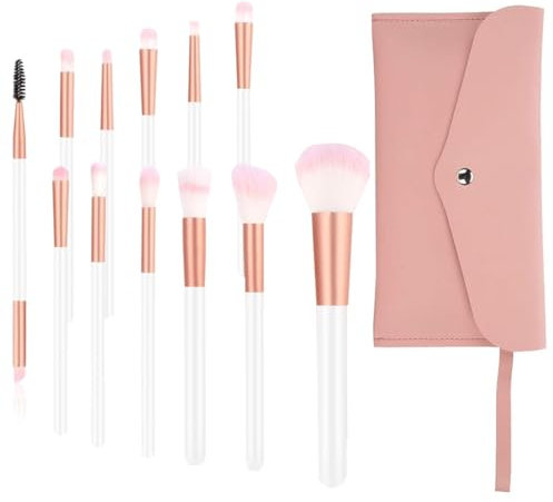 DWFEYOI 12Pcs per Trucco in rosa con Correttore di Fondotinta Blush ombretto Beauty Blender e Borsa,pennelli,pennelli make up occhi,beauty pennelli make up,pennelli,beauty blender(rosa)
