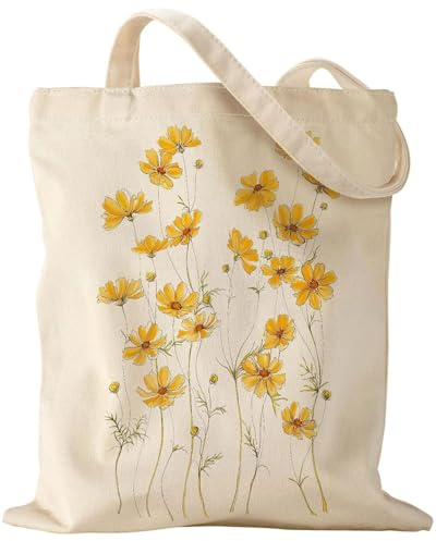 TPZORJX Personalizzata margherita Borsa Tela, Tote Bag Tela, Shop Art Borsa di Cotone 35x38cm, Shopper in Tela, Borsa Canvas, per Sposa Damigella, Idea Regalo Donna Mamma, Compleanni, Matrimonio