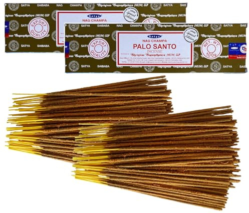Satya Palo Santo rökelser – 2 förpackningar med 100 g (mellan 160 och 180 pinnar) – aromaterapi – meditation – yoga – miljövänlig förpackning