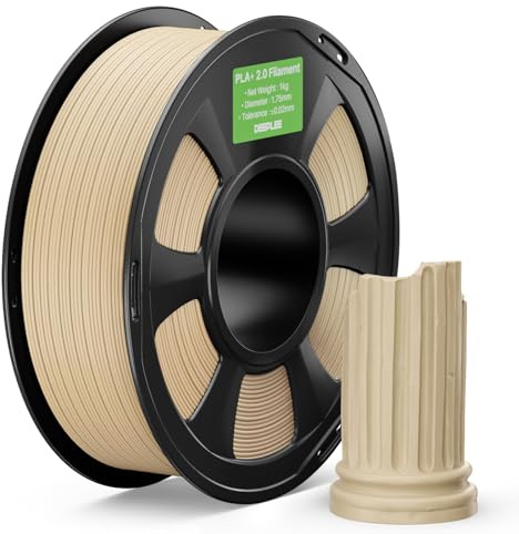 DEEPLEE PLA+ 2.0 Filamento 1.75 mm, Bobina 1 kg, Beige | Resistencia al impacto, baja deformación, excelente adhesión entre capas, enrollado preciso y baja obstrucción