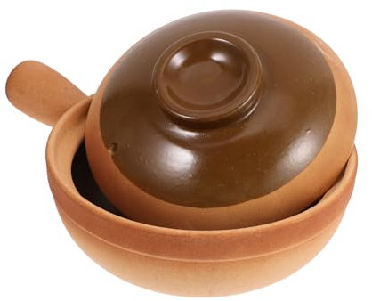 OUNONA Pentola Di Terracotta Con Coperchio Pentola Per Riso e Porridge Capacità Design Tradizionale Cinese Per Cottura Lenta e Facile Da Pulire
