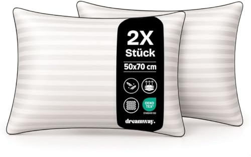 Dreamway Cuscini Letto 50x70 cm Set di 2 Cuscino Morbidi e Confortevoli, Qualità Alberghiera di Lusso,Traspiranti e Anallergici, Ideali per Chi Dorme di Lato, sulla Schiena e a Pancia in Giù, Lavabili