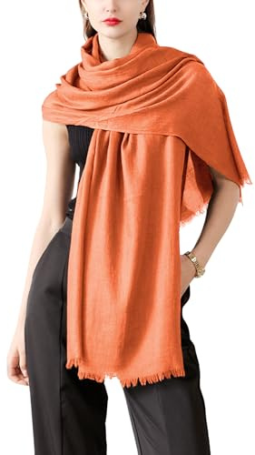 Camilife Damen Herren Viskose Langer Schal Tuch Stola Halstuch Sonnenschutz Groß Strand Schultertuch Tuch Wickeln mit Fransen Super Weich Komfort für Frühling Einfach Basic 95×195cm - Einfarbig