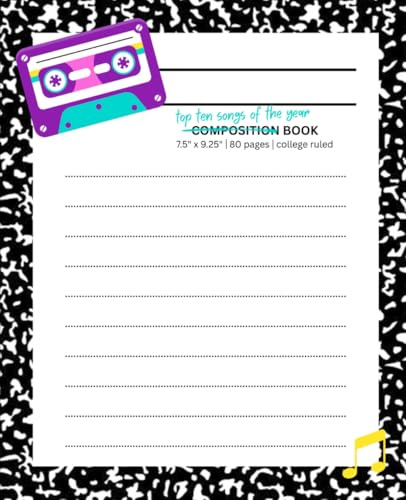 Playlist Composition Notebook – Tweenie Series: Music-Themed Notebook for Tweens with Lyric Space & Aesthetic Vibes | 7.5 x 9.25 | 80 College Ruled Pages | Fun Back-to-School Journal