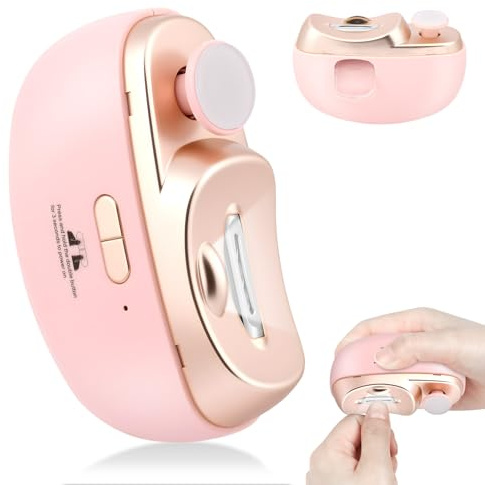 AOOWU Elektrischer Nagelknipser, Nageltrimmer Nagelpolierer, Nagelreste mit Licht, Kabelloser 2-Gang-Nagelknipser, Kein Lärm Fingernagelknipser für Babys, Ältere Menschen und Erwachsene