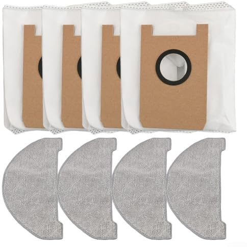 Trapos para aspiradora robot y bolsas para polvo para Ultenic para T10 Lite, paquete de 4 paños de microfibra y 4 bolsas de polvo para mantener el rendimiento de limpieza y el aire