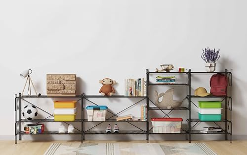 wi.sy Spazi Intelligenti WISY Scaffale Modulare per Cameretta, Nero, Metallo, 260x90x40 cm, Design Minimalista, Sistema Componibile con Ripiani Regolabili, Capacità 20-40 kg