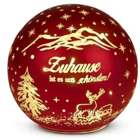 formano LED Kugel Weihnachtskugel mit Timer, rot mit Spruch, stehend (15 cm)