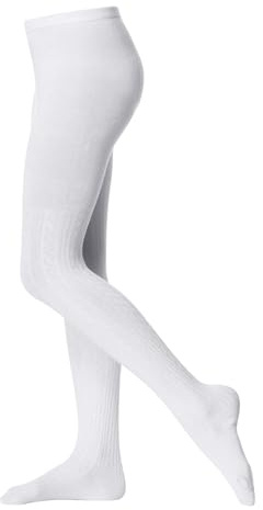Century Star Girls Tights Winter Warm Leggings for Girls Stockings Toddler Dance Ballet Tights Cable Knit Cotton Pantyhose White 6-8 Years