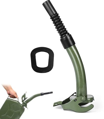 Beccuccio per tanica di benzina: tanica, beccuccio flessibile, beccuccio per carburante con guarnizione anti-perdita, adatto per tanica di benzina in metallo da 5/10/20 litri (verde oliva)