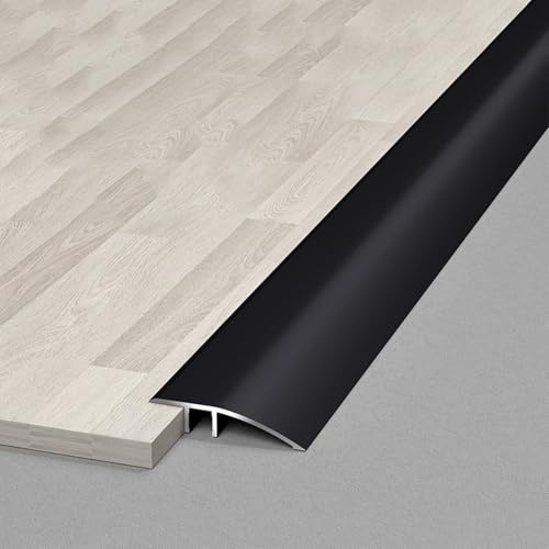 WORDFUN Abdeckleisten Aus Aluminium Für Bodenübergänge, Höhenausgleichsprofil, Bodenreduzierer, Mit Höhenausgleich 0.8-3.5cm, Für Türschwelle/Holzböden/Laminat/Fliesen(Black,4.2cm)