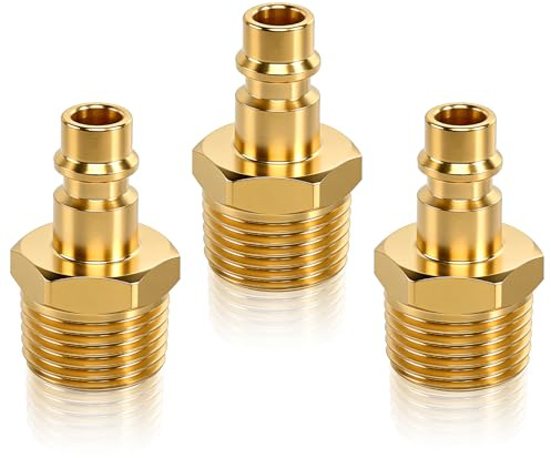 1/2 Messing Druckluftkupplung mit Außengewinde 3 Stück Messing AG 1/2 Zoll Druckluft Kupplung Kupplungsstecker Druckluft Stecknippel