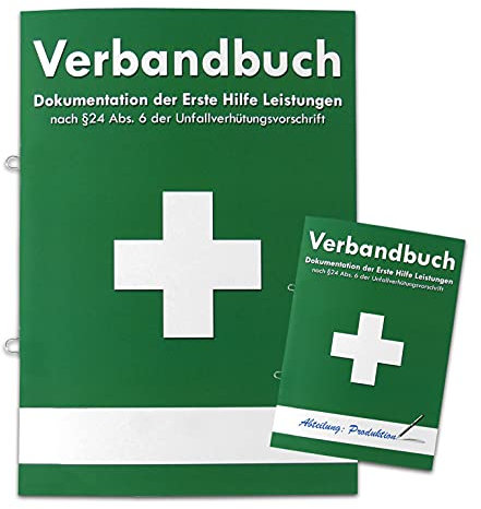 Verbandbuch für Betriebe & Organisationen DIN A5 - GRÜN - Meldeblock - DSGVO-konform mit einzeln entnehmbaren Seiten - mit aktuellen DIN-Änderungen
