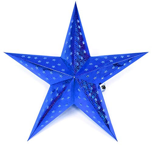 Nipach GmbH Papierstern 3D 10 LED blau Weihnachtsstern Faltstern Batterie mit Timer 5 Zacken Leuchtstern Weihnachtsfaltstern Weihnachtsdeko Fensterdeko Xmas