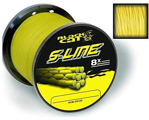 Rhino Black Cat S-Line 0,38mm 40kg gelb Welsangelschnur geflochten Wunschlänge