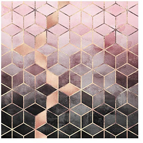 Bilderwelten Fototapete Motiv - Rosa Grau goldene Geometrie - Vliestapete Quadrat 192 x 192cm