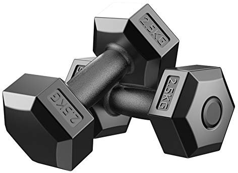 Hex Hantel Handgewichte Trainings und Trainingsgeräte für Heimtraining und Fitness Wählen Sie Gewicht (2,5 kg, 5 kg, 7,5 kg, 10 kg),2.5kgx2