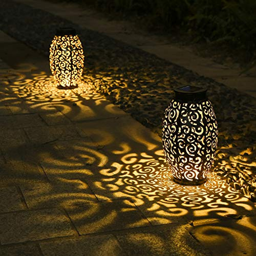 Tomshine Solar Lanterns Outdoor Hanging Garden Ornaments 2 Pack - Outdoor Lanterns for Patio Yard - Warm White Garden Accessories