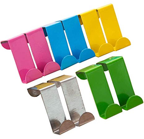 XLKJ 10Pcs Ganchos para Puerta, Perchero Puerta, Percha Puerta Z Reversible de Acero Inoxidable, Colgador Puertas para Cajones,Baño y Cocina