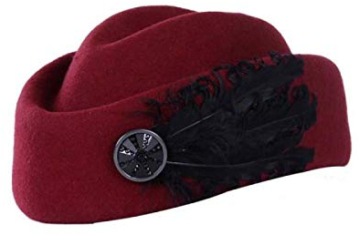 QBQZXAOSOWH Barett Cap Flache Kappe Fedoras Mode Vintage Filzhut Frauen Elegante Baskenmütze Federn Stewardess Fedora Hüte Kirche Damen Formelle Mützen