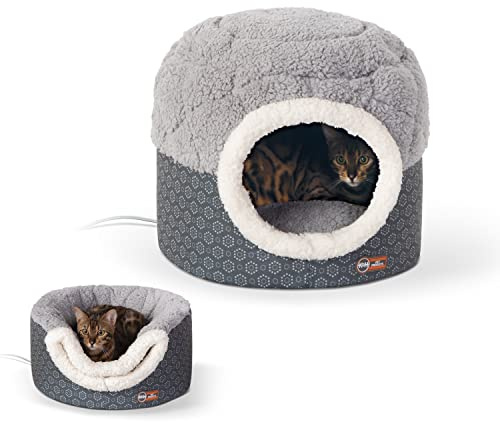 K&H Heated Cat Bed, Thermo-Pet Nest Indoor, Safety Listed, Small Gray, 4W