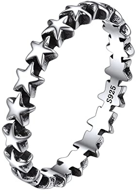 ChicSilver Anello Donna con Stella d'Argento 925, Anello Nuziale Vintage Misura 9.25/12/14.5/17/19.75/22.25/25/27.5, Vintage Argento/Argento Gioiello Regalo per Compleanno Natale